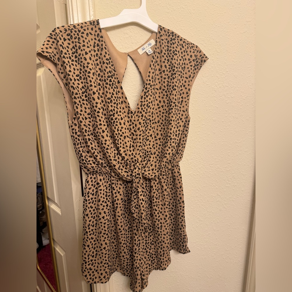She + Sky leopard romper size medium